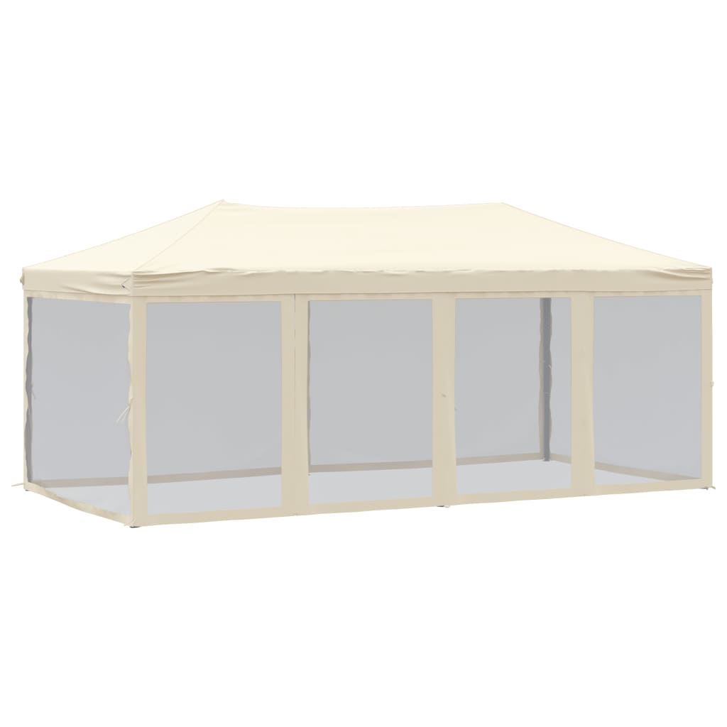 vidaXL Tenda para festas dobrável com paredes laterais 3x6 m creme