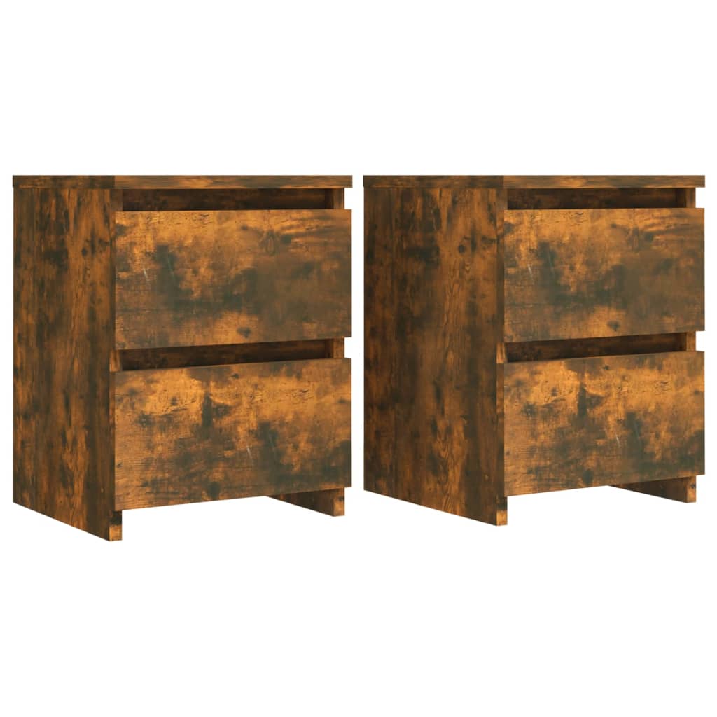 vidaXL Mesa cabeceira 2pcs 30x30x40cm derivado madeira carvalho fumado