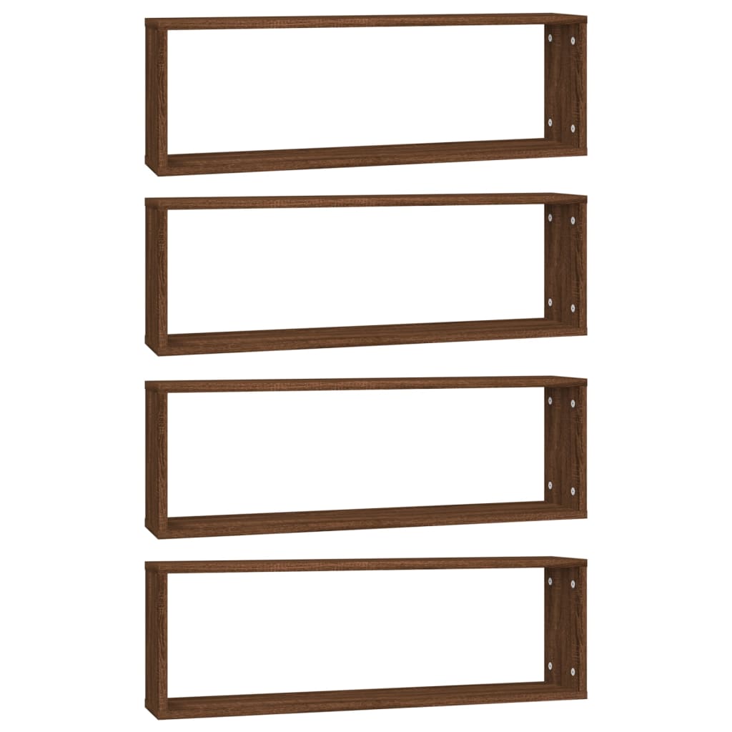 vidaXL Prateleiras em cubo 4pcs derivados de madeira carvalho castanho