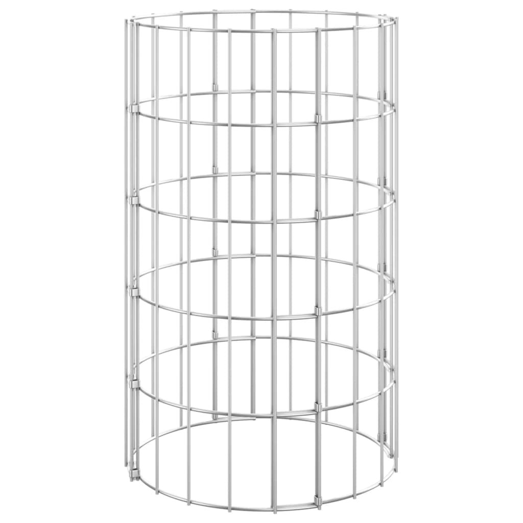 vidaXL Canteiro elevado/cesto gabião em poste Ø30x50cm aço galvanizado