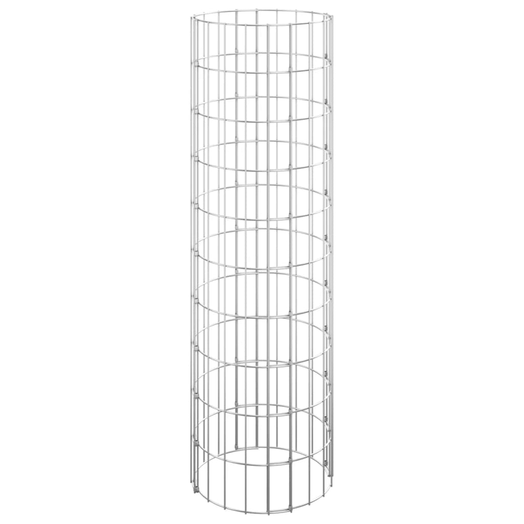 vidaXL Canteiro elevado/cesto gabião em poste Ø30x100 cm aço galvaniz.