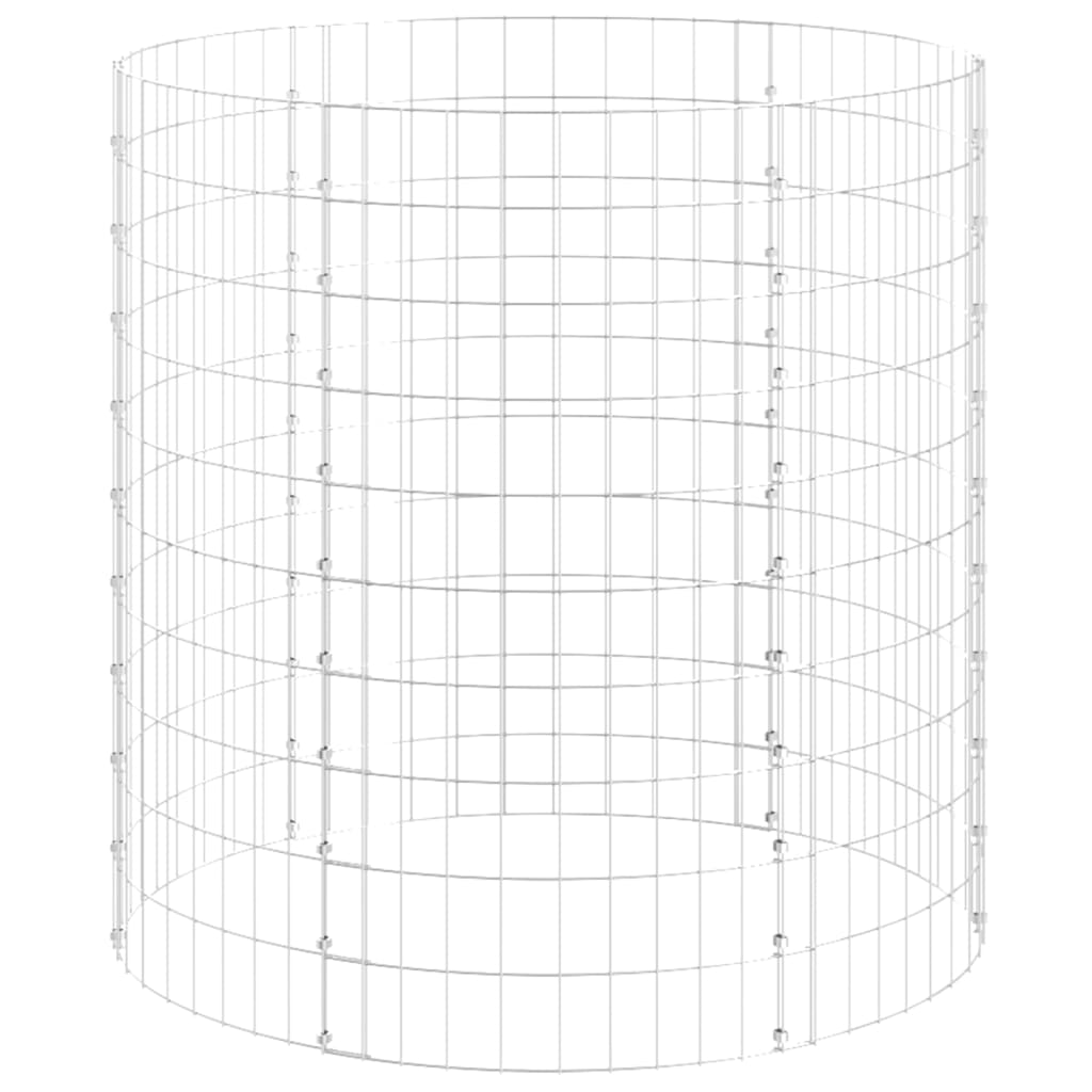 vidaXL Canteiro elevado/cesto gabião poste Ø100x100 cm aço galvaniz.