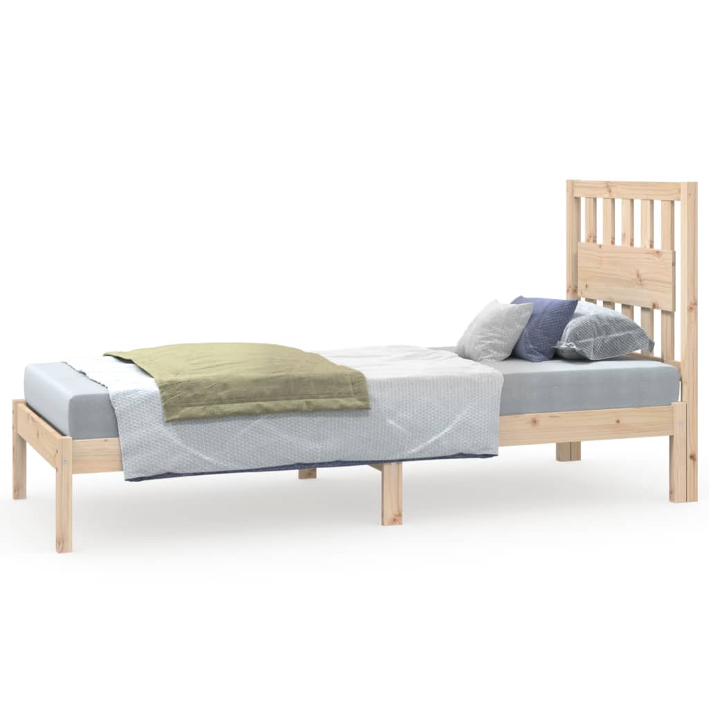 vidaXL Estrutura de cama pequena solteiro 75x190 cm pinho maciço