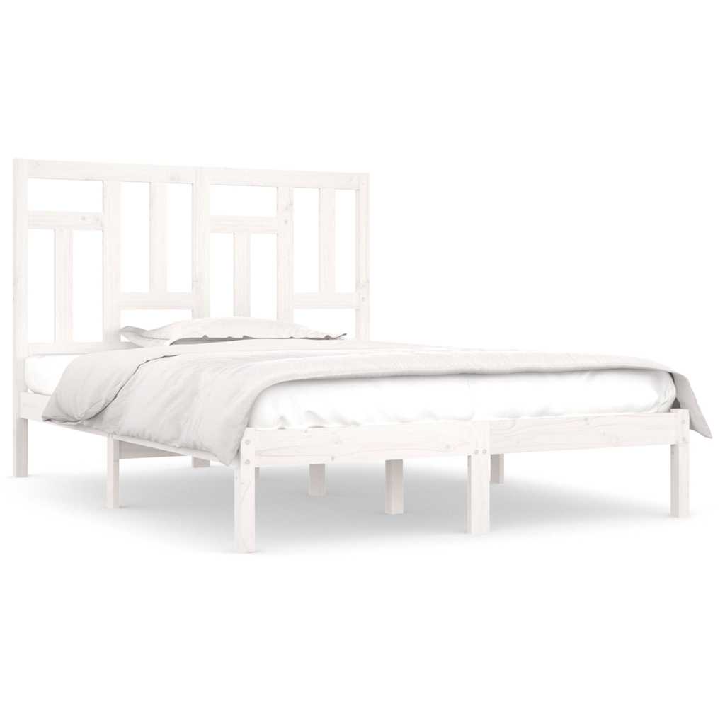 vidaXL Cama sem colchão 140x190 cm madeira de pinho maciça branco