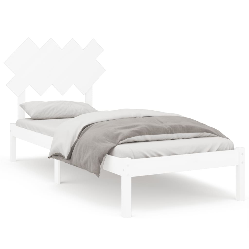 vidaXL Estrutura de cama solteiro 90x190 cm madeira maciça branco
