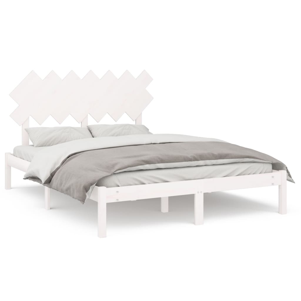vidaXL Estrutura de cama 140x200 cm madeira maciça branco