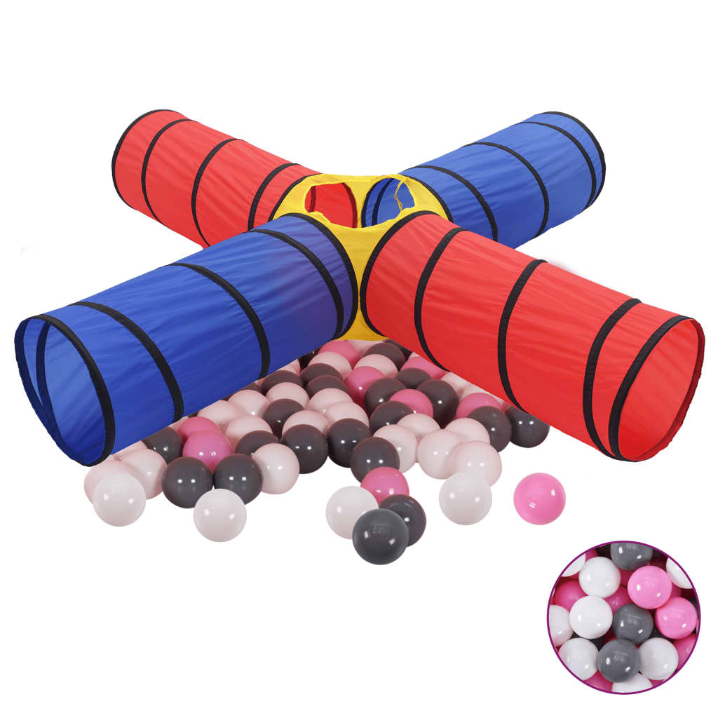 vidaXL Túnel de brincar infantil c/ 250 bolas multicor