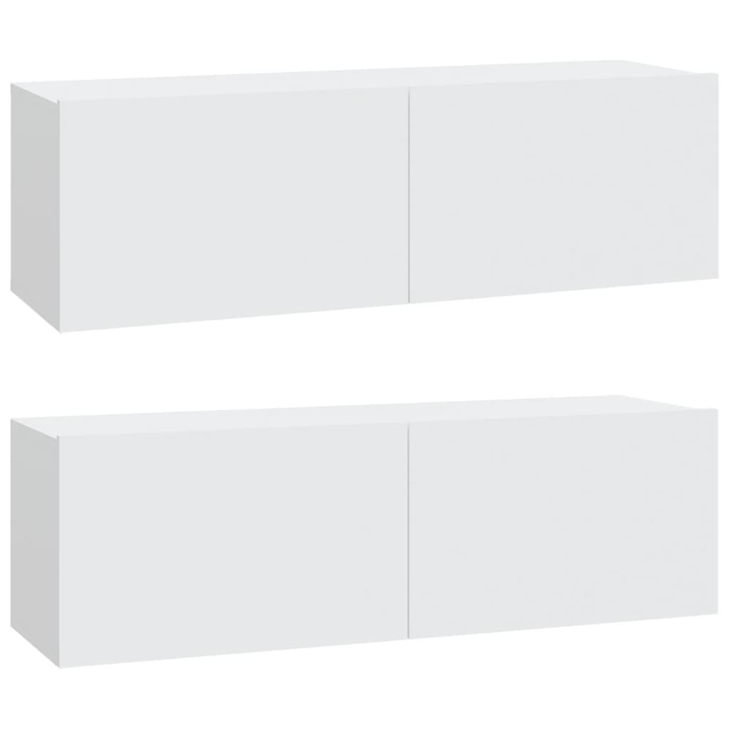 vidaXL Armários TV parede 2pcs 100x30x30 cm derivados madeira branco