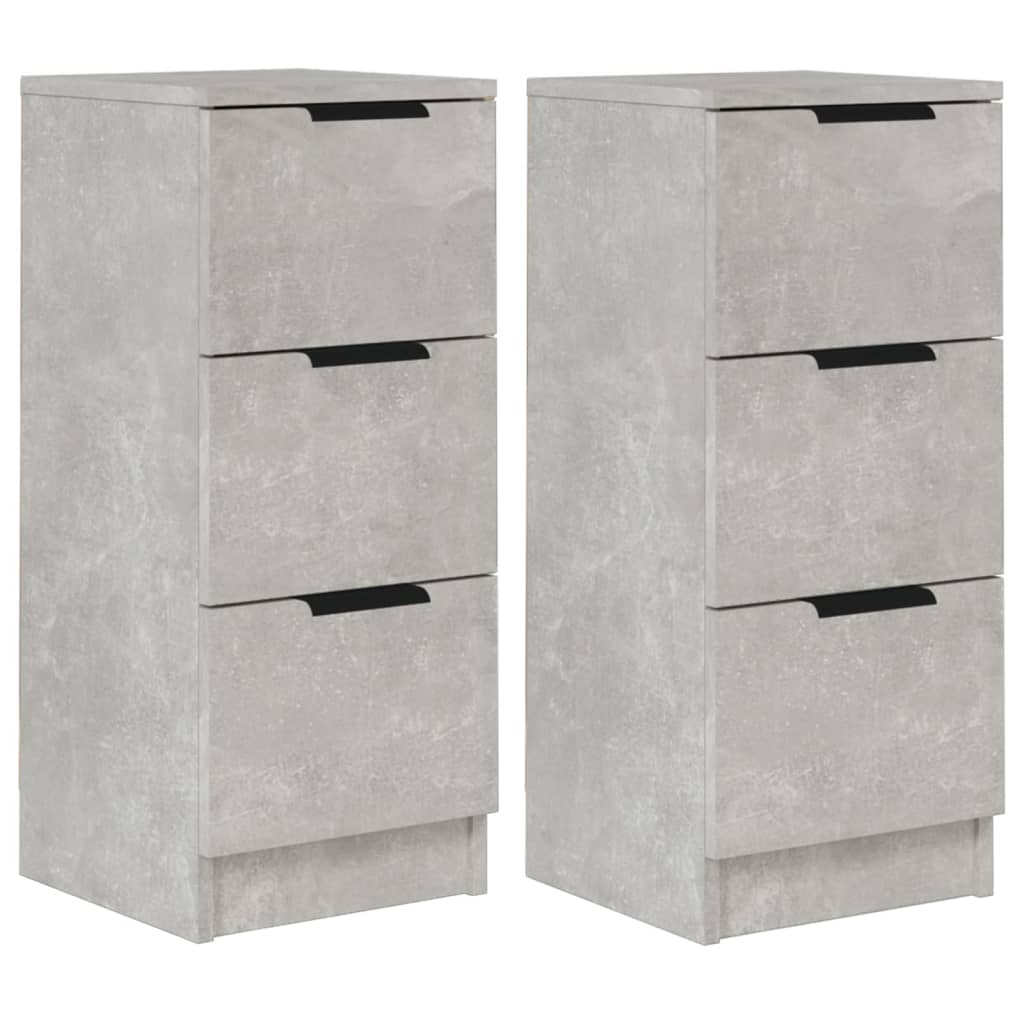 vidaXL Aparadores 2 pcs 30x30x70 cm madeira processada cinza cimento