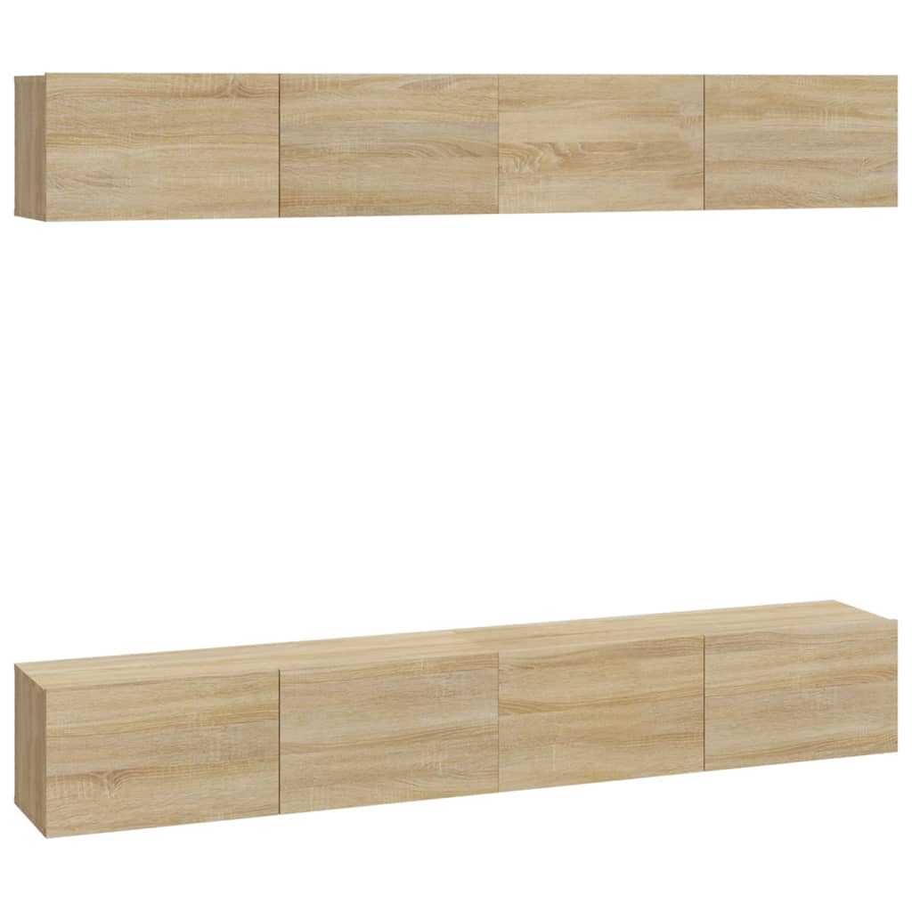 vidaXL Móveis de TV para parede 4 pcs 100x30x30 cm carvalho sonoma