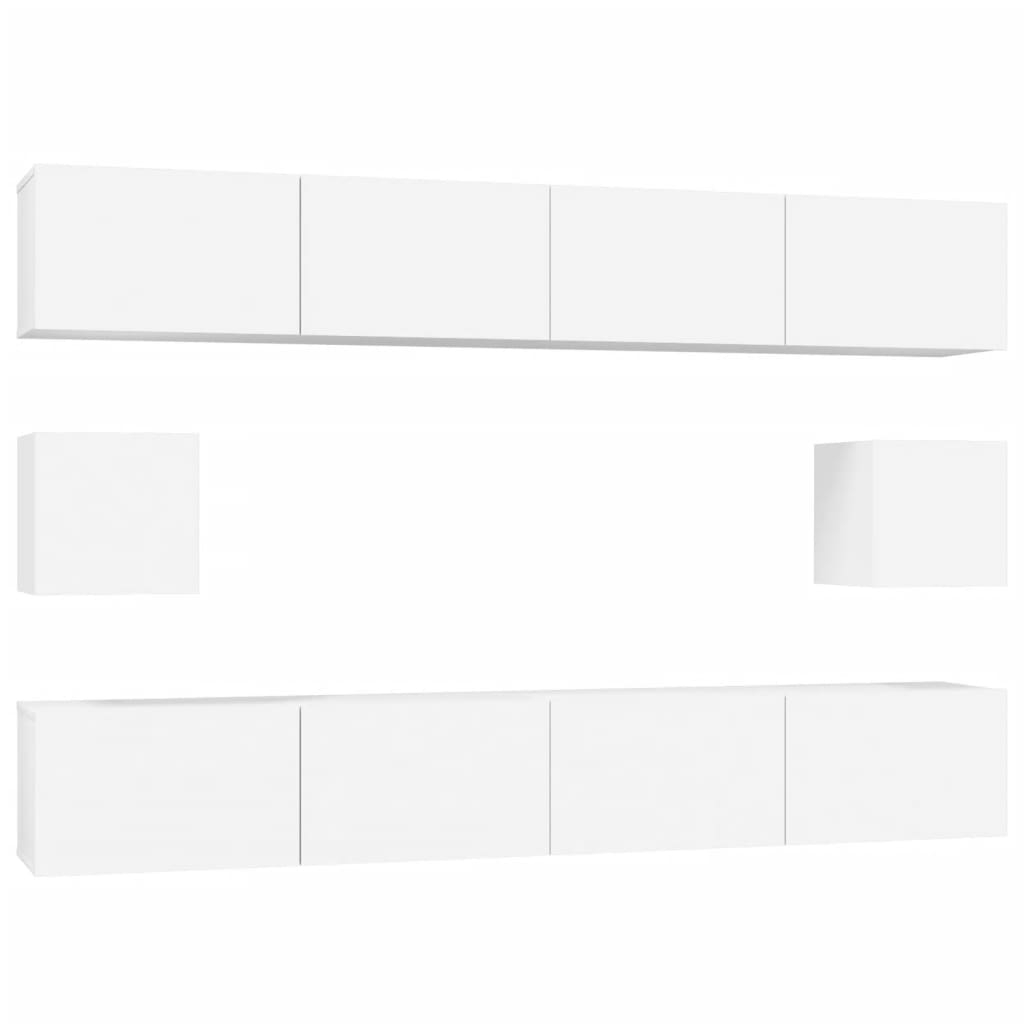 vidaXL Conjunto móveis de TV 6 pcs madeira processada branco