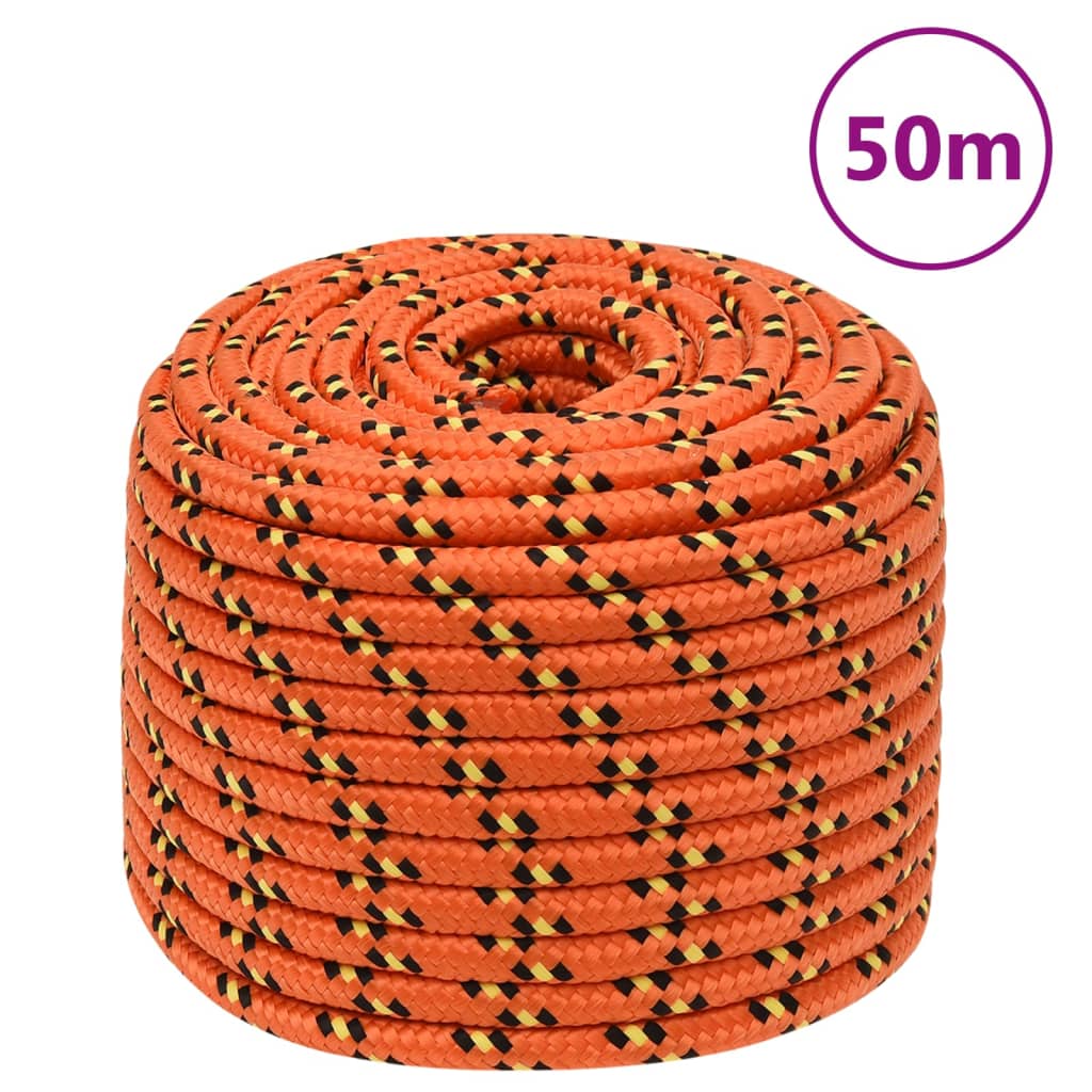vidaXL Corda de barco 12 mm 50 m polipropileno laranja