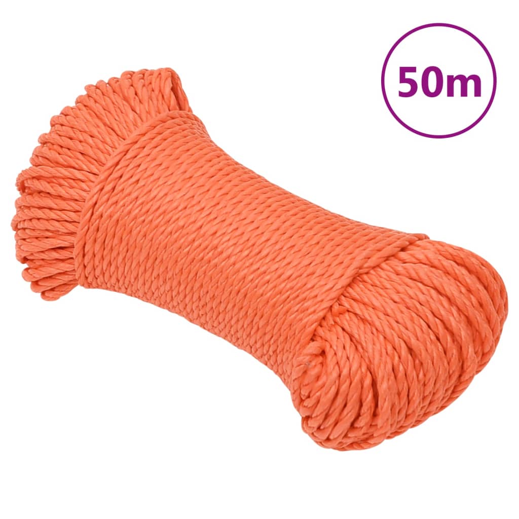 vidaXL Corda de trabalho 6 mm 50 m polipropileno laranja