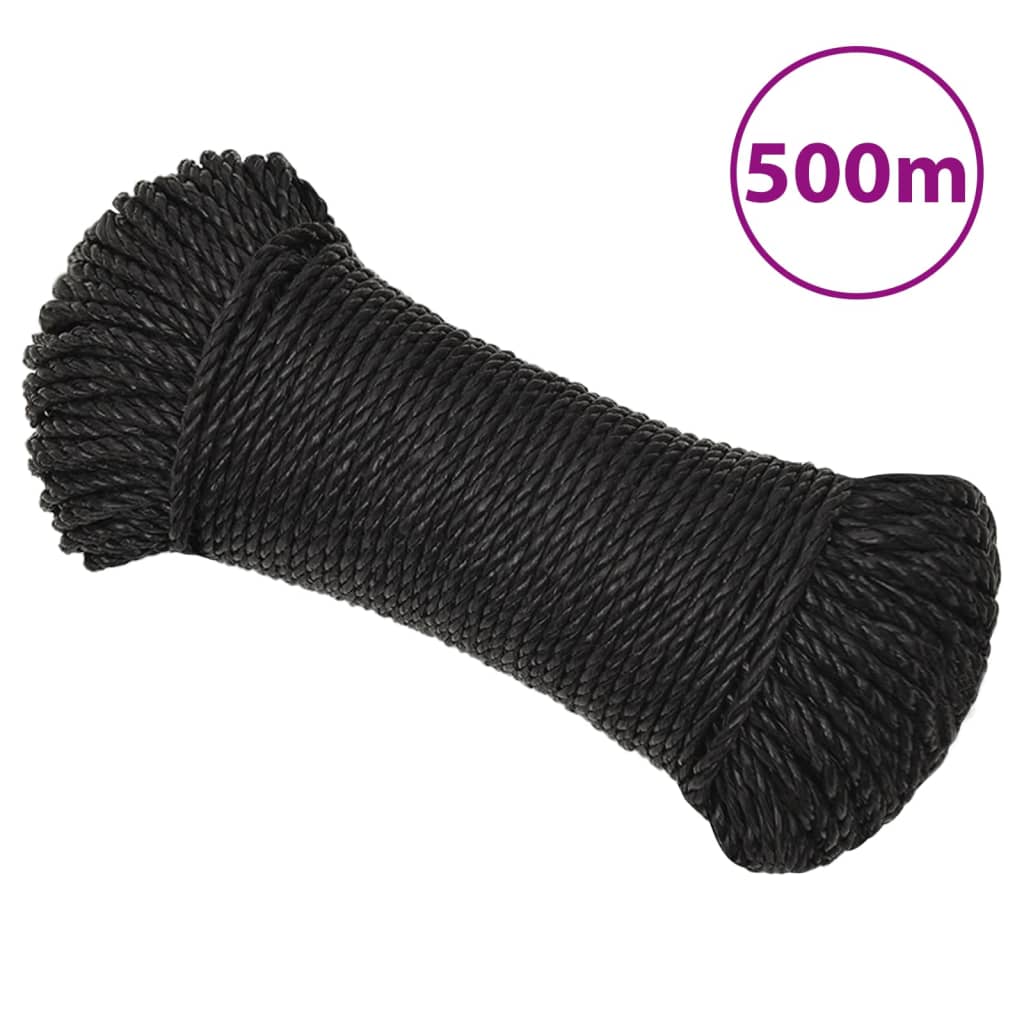 vidaXL Corda de trabalho 3 mm 500 m poliéster preto