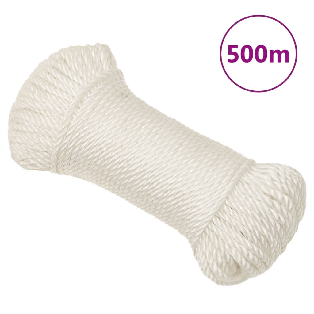 vidaXL Corda de trabalho 6 mm 500 m polipropileno branco