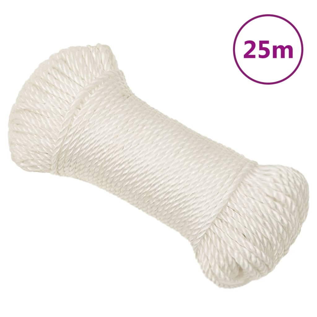 vidaXL Corda de trabalho 8 mm 25 m polipropileno branco