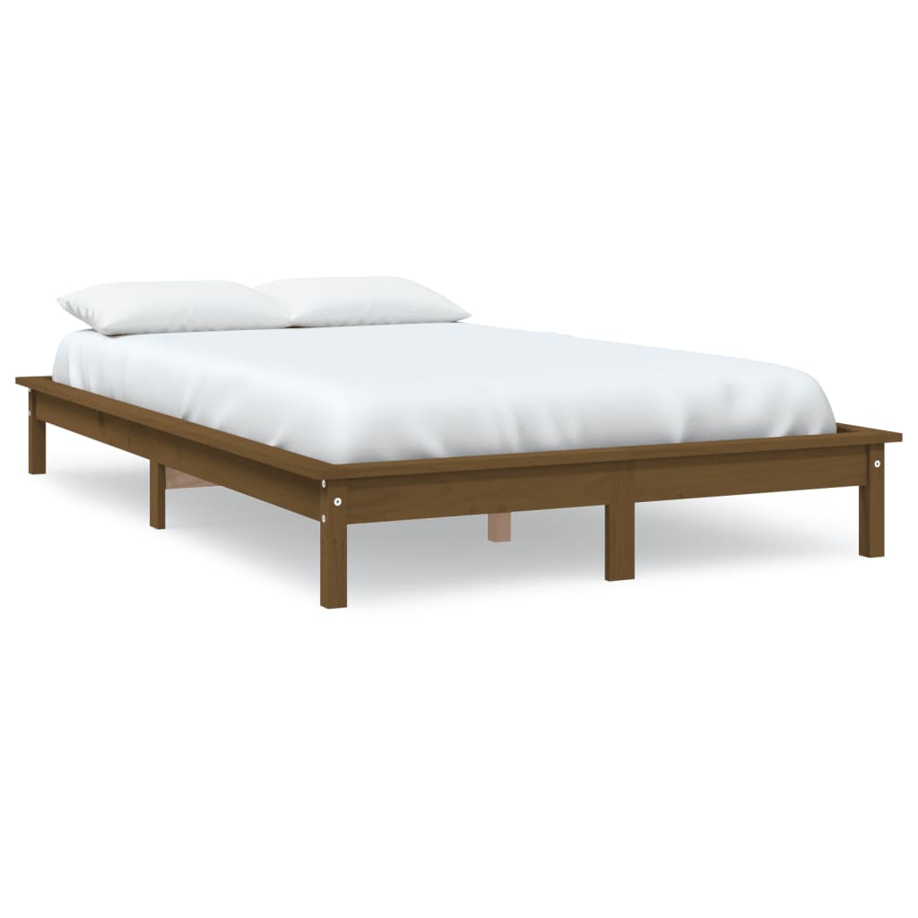vidaXL Estrutura de cama 200x200 cm pinho maciço castanho mel