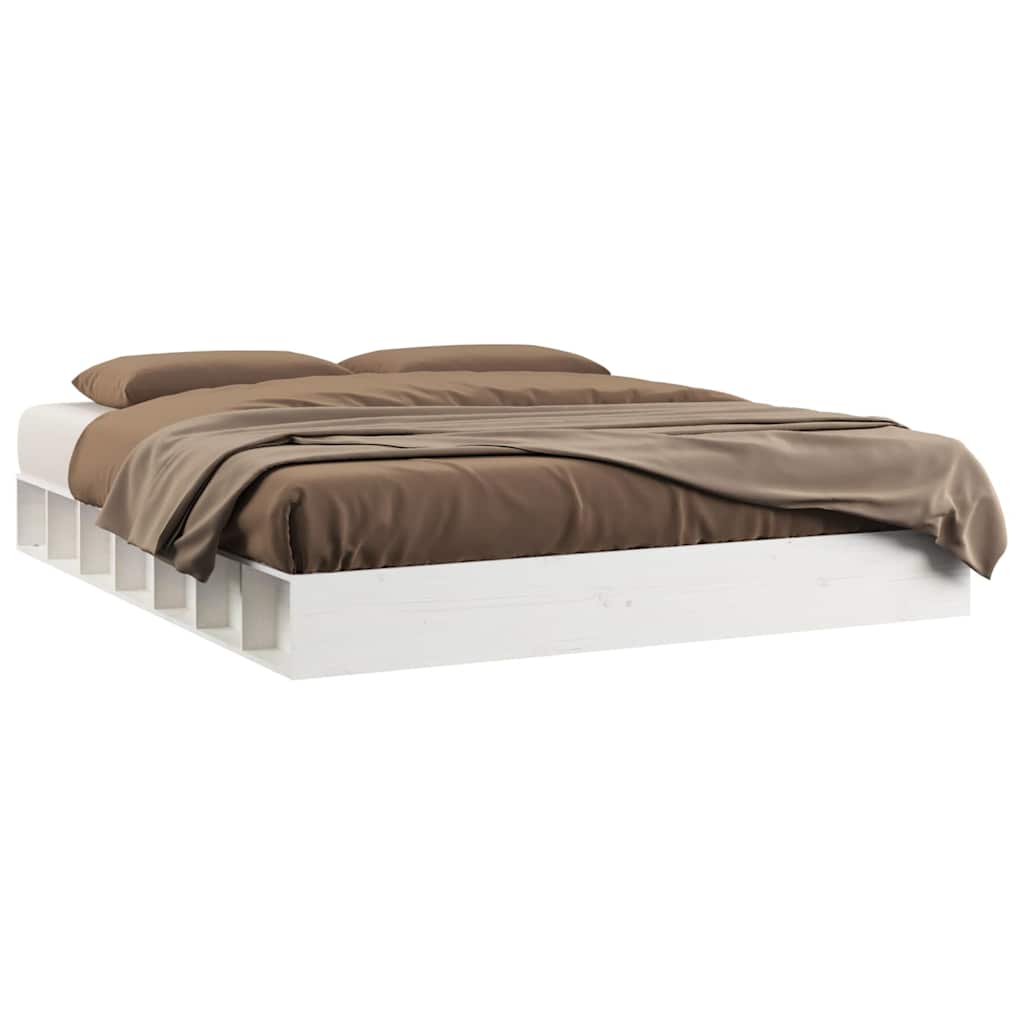 vidaXL Estrutura de cama 160x200 cm madeira maciça branco