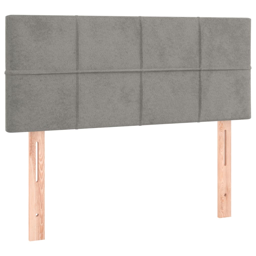vidaXL Cabeceira de cama veludo 100x5x78/88 cm cinzento-claro