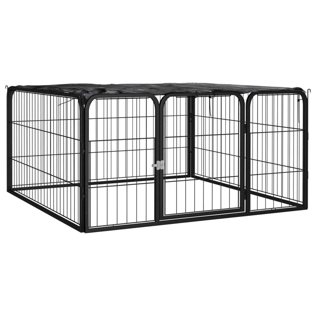 vidaXL Canil com 4 painéis 100x50 cm aço revestido a pó preto