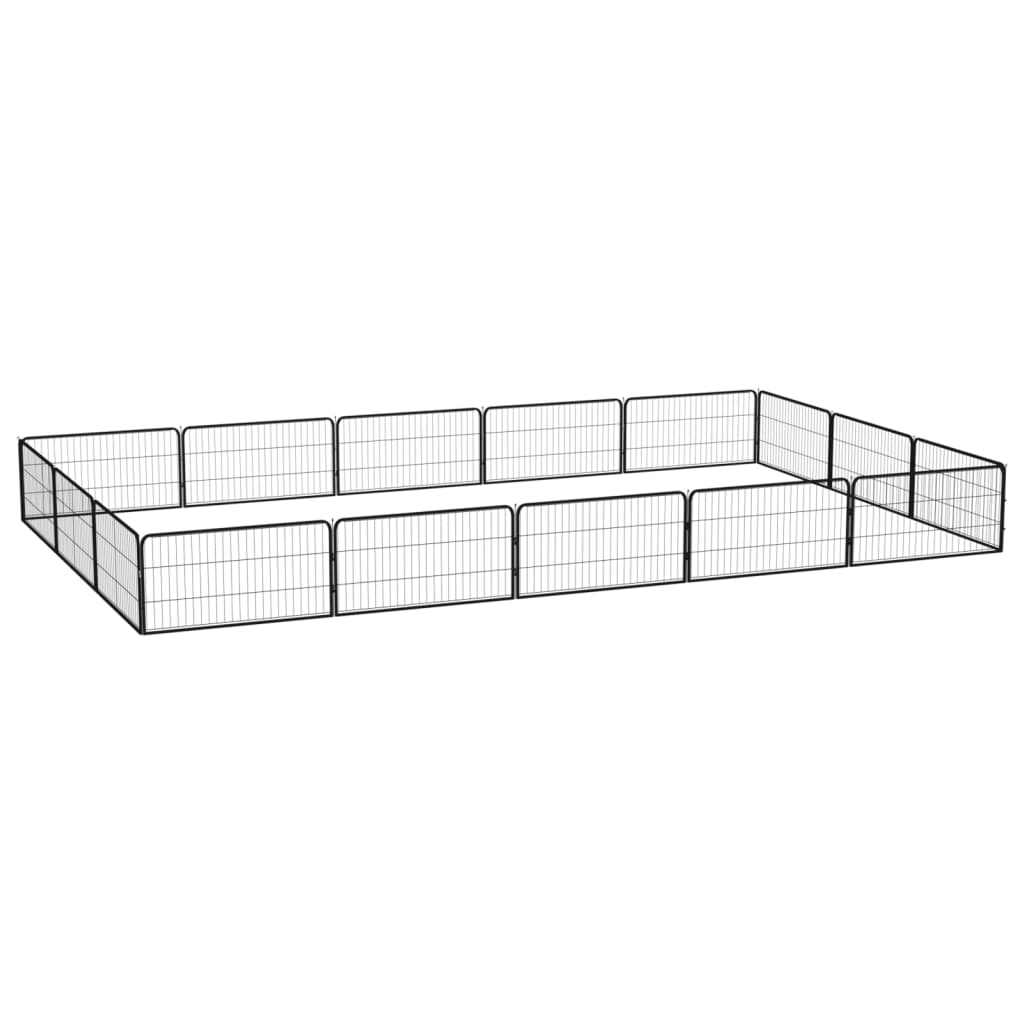 vidaXL Parque p/ cães c/ 16 painéis 100x50 cm aço revestido a pó preto