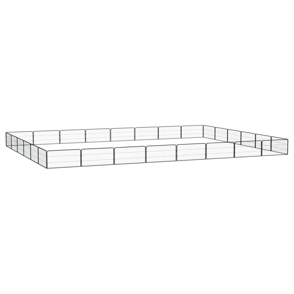vidaXL Parque p/ cães c/ 28 painéis 100x50 cm aço revestido a pó preto