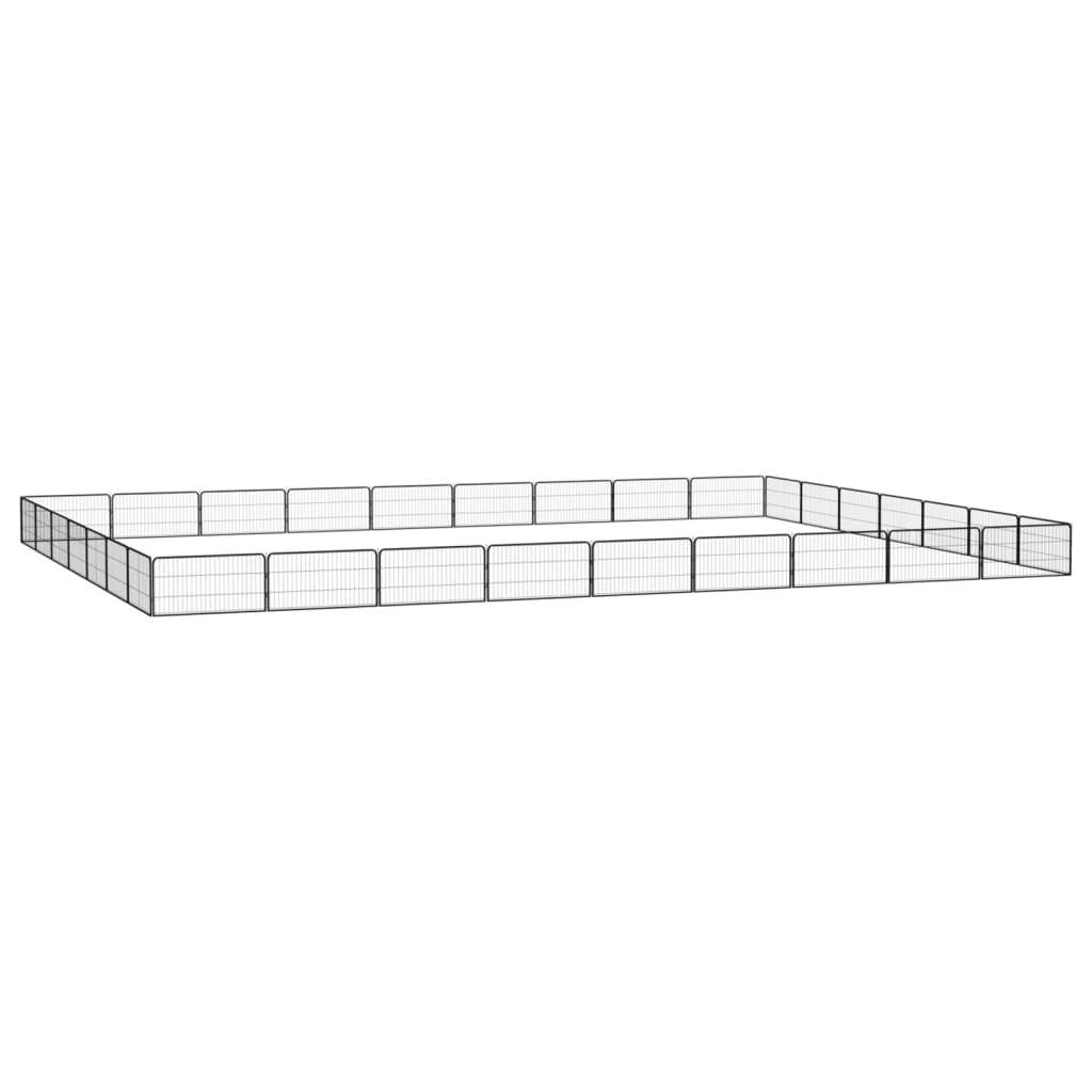 vidaXL Parque p/ cães c/ 32 painéis 100x50 cm aço revestido a pó preto