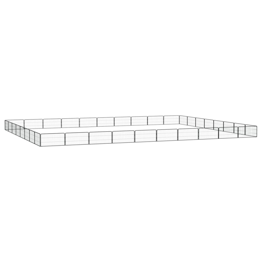 vidaXL Parque p/ cães c/ 36 painéis 100x50 cm aço revestido a pó preto