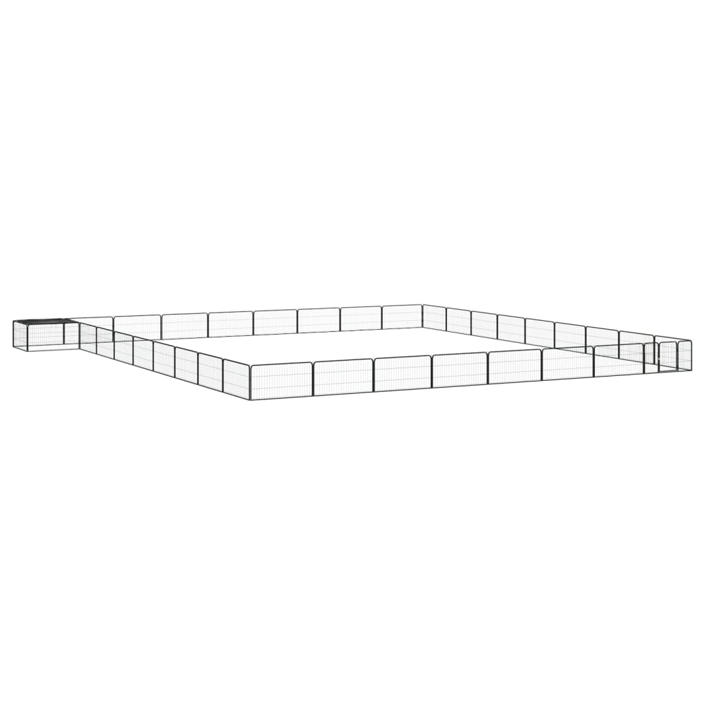 vidaXL Parque p/ cães c/ 36 painéis 100x50 cm aço revestido a pó preto