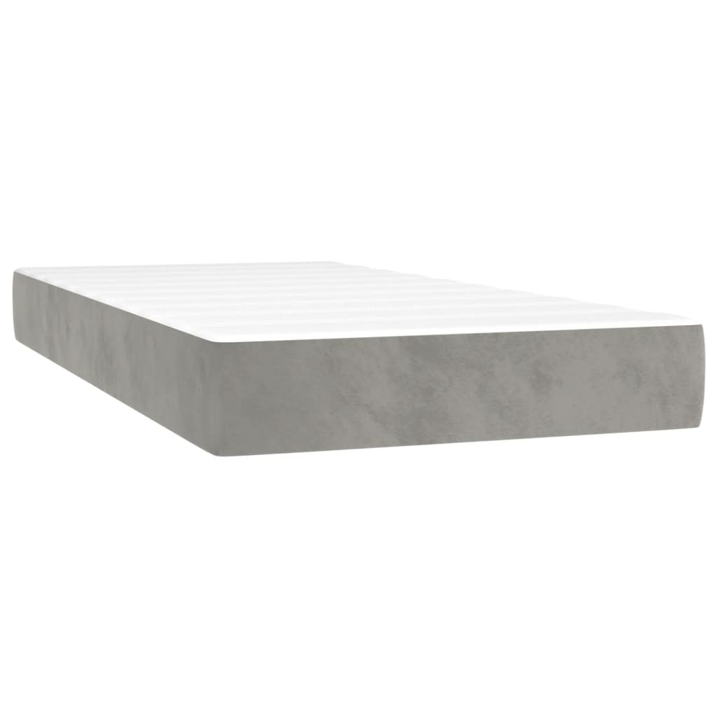 vidaXL Colchão de molas ensacadas firmeza média 90x190x20 cm veludo cinza-claro
