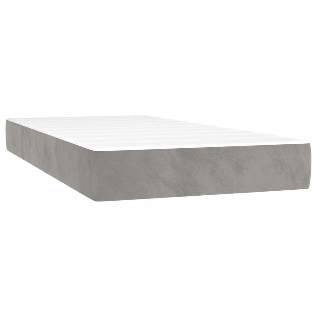vidaXL Colchão de molas ensacadas firmeza média 90x200x20 cm veludo cinza-claro