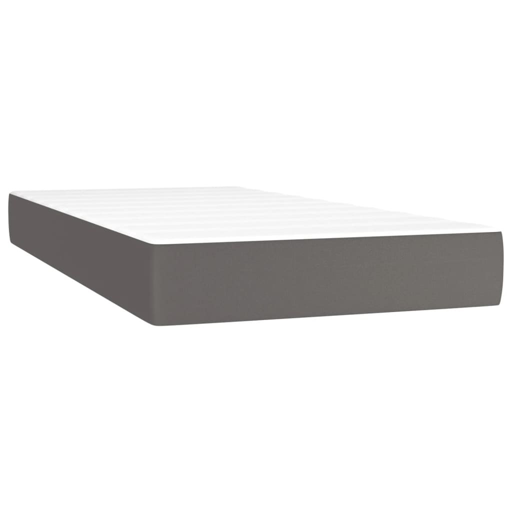 vidaXL Colchão de molas ensacadas firmeza média 100x200x20 cm couro artificial cinza