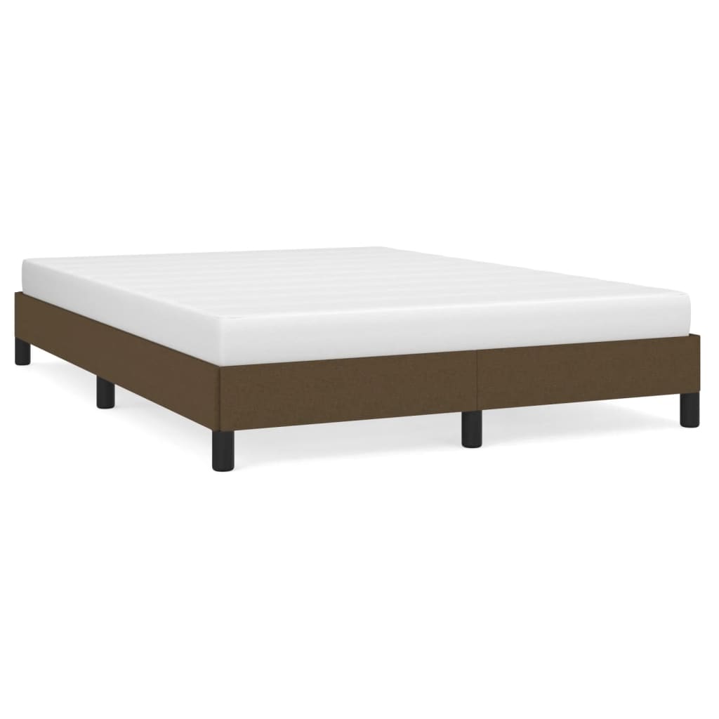 vidaXL Estrutura de cama sem colchão 140x190 cm tecido castanho-escuro