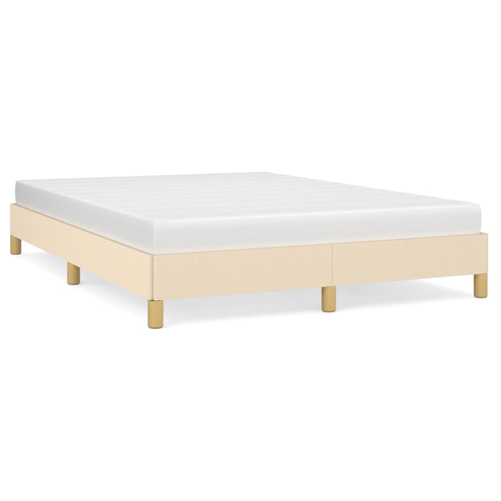 vidaXL Estrutura de cama sem colchão 140x190 cm tecido cor creme