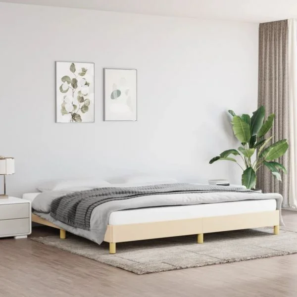 Estrutura de Cama Tecido Cor Creme 200x200 cm - 346847