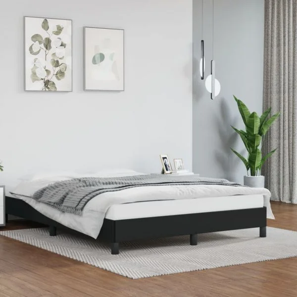 vidaXL Estrutura de Cama 140x190 cm Couro Artificial Preto - 3666755899
