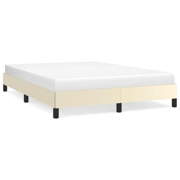 vidaXL Estrutura de Cama 140x200 cm Couro Artificial Cor Creme - 3979787586