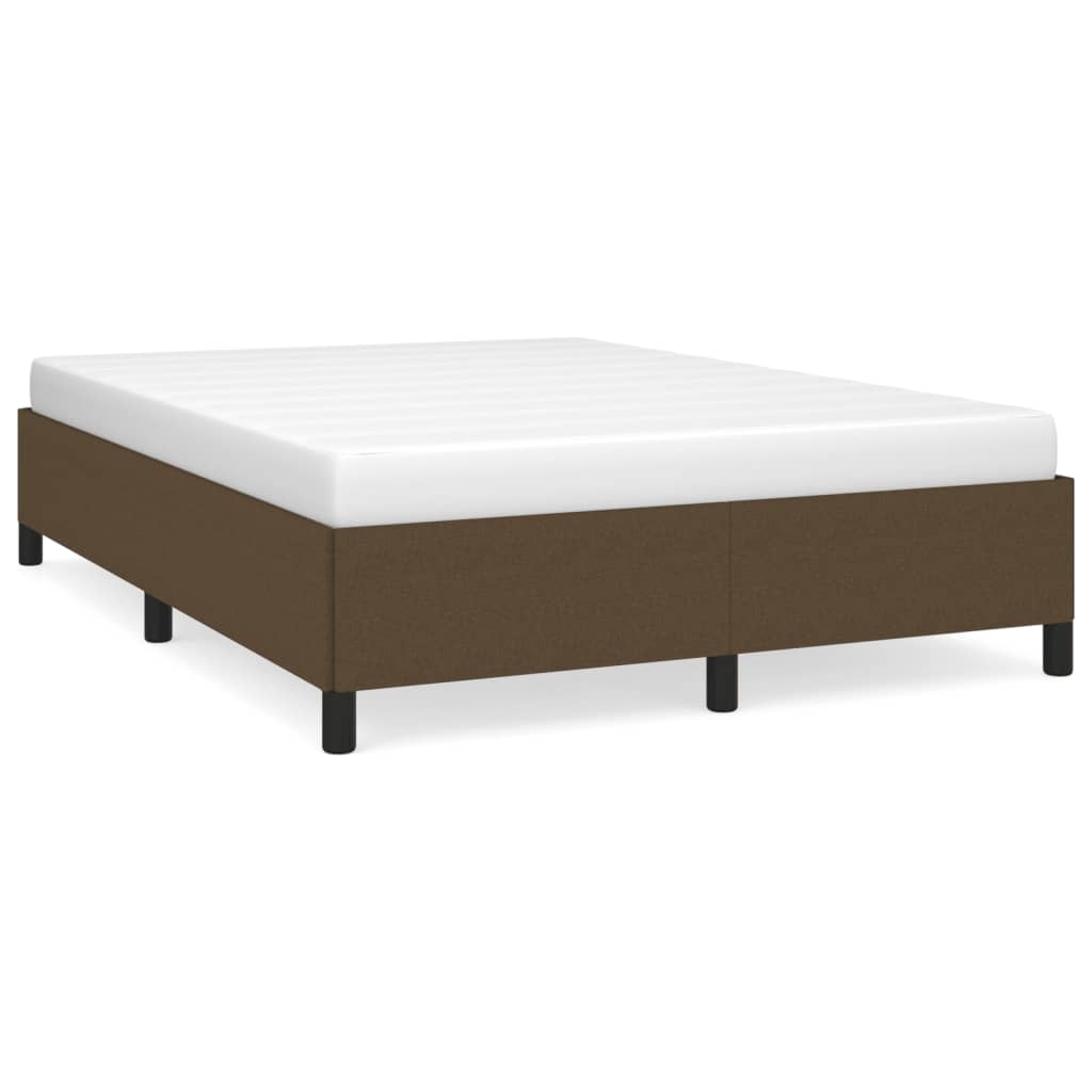 vidaXL Estrutura de cama sem colchão 140x200 cm tecido castanho-escuro