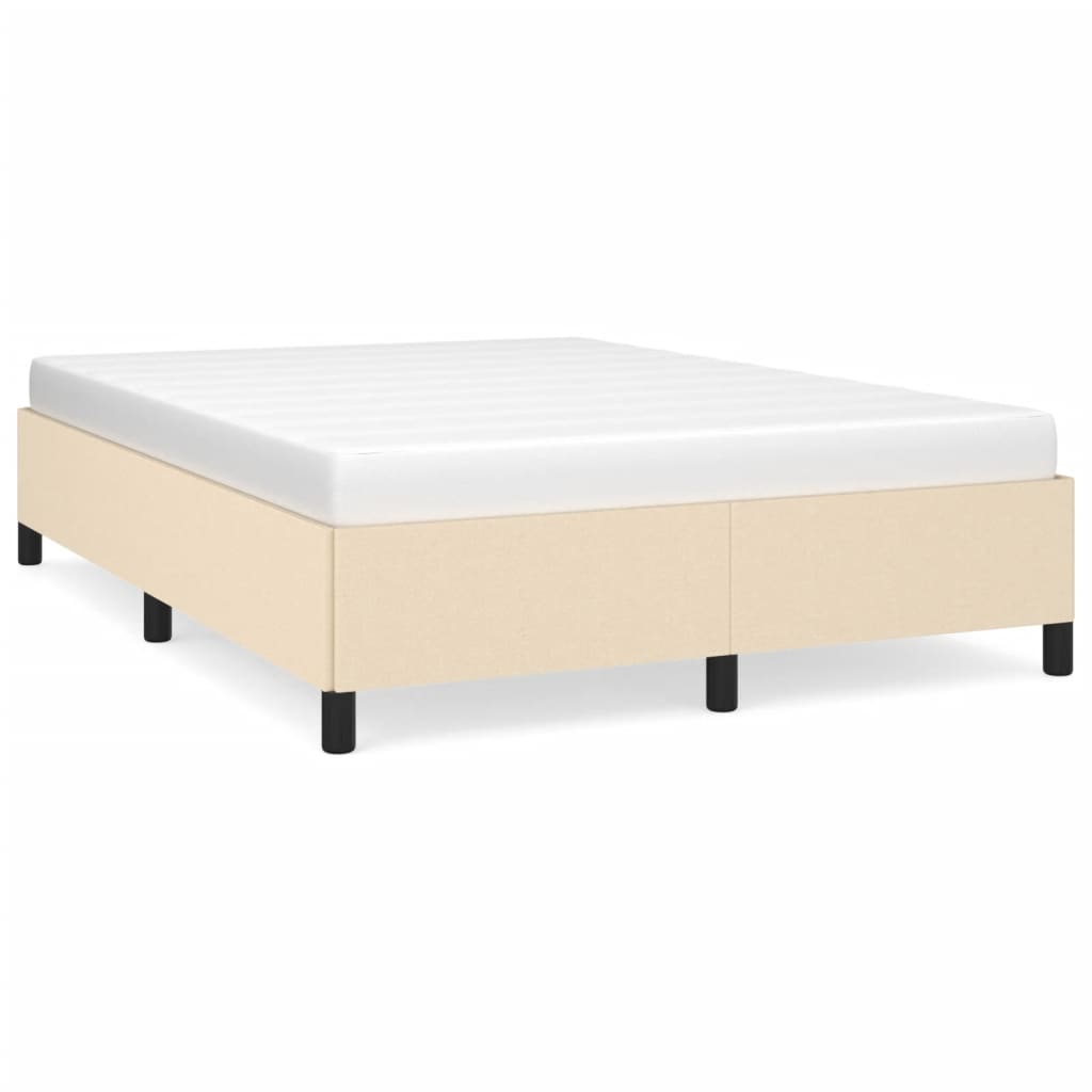 vidaXL Estrutura de cama sem colchão 140x200 cm tecido cor creme