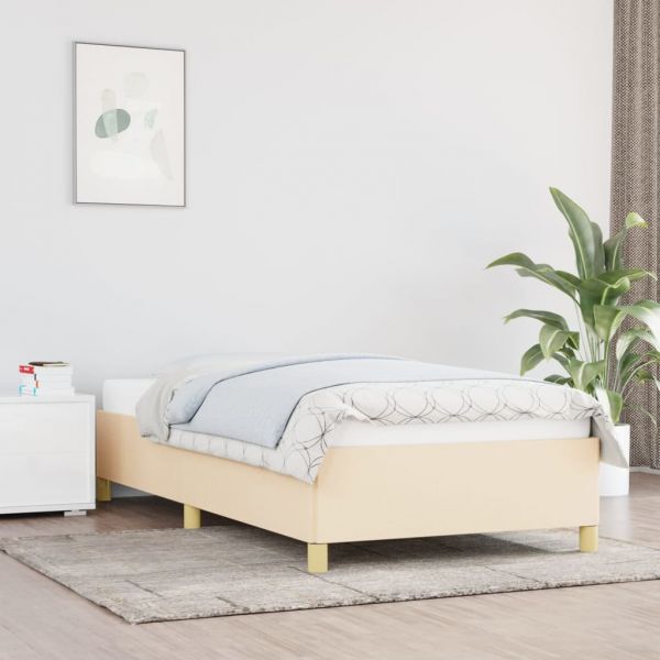 Estrutura de Cama 90x200 cm Tecido Cor Creme - 347138