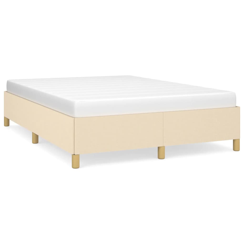 vidaXL Estrutura de cama sem colchão 140x190 cm tecido cor creme