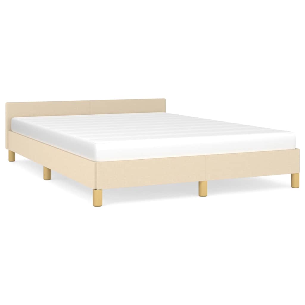 vidaXL Estrutura de cama sem colchão 140x190 cm tecido cor creme