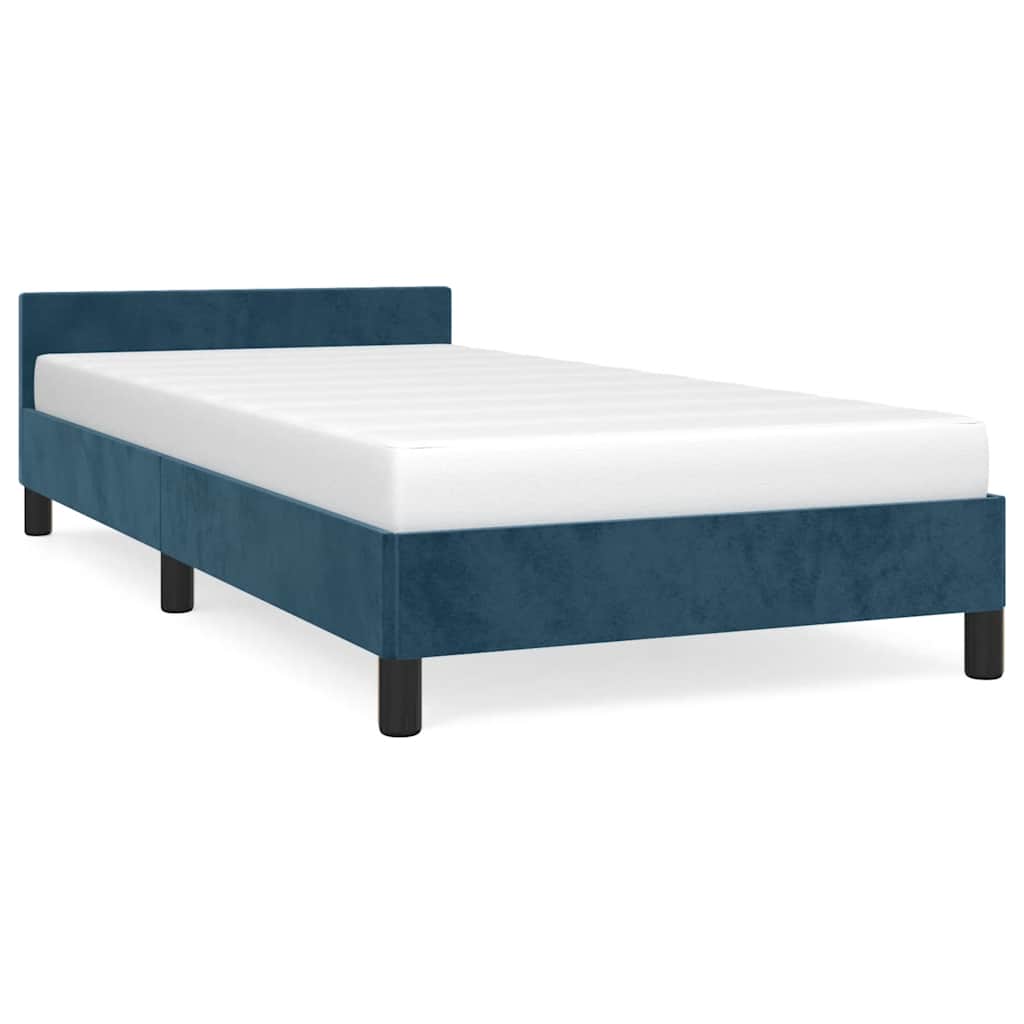 vidaXL Estrutura de cama sem colchão 90x200 cm veludo azul-escuro