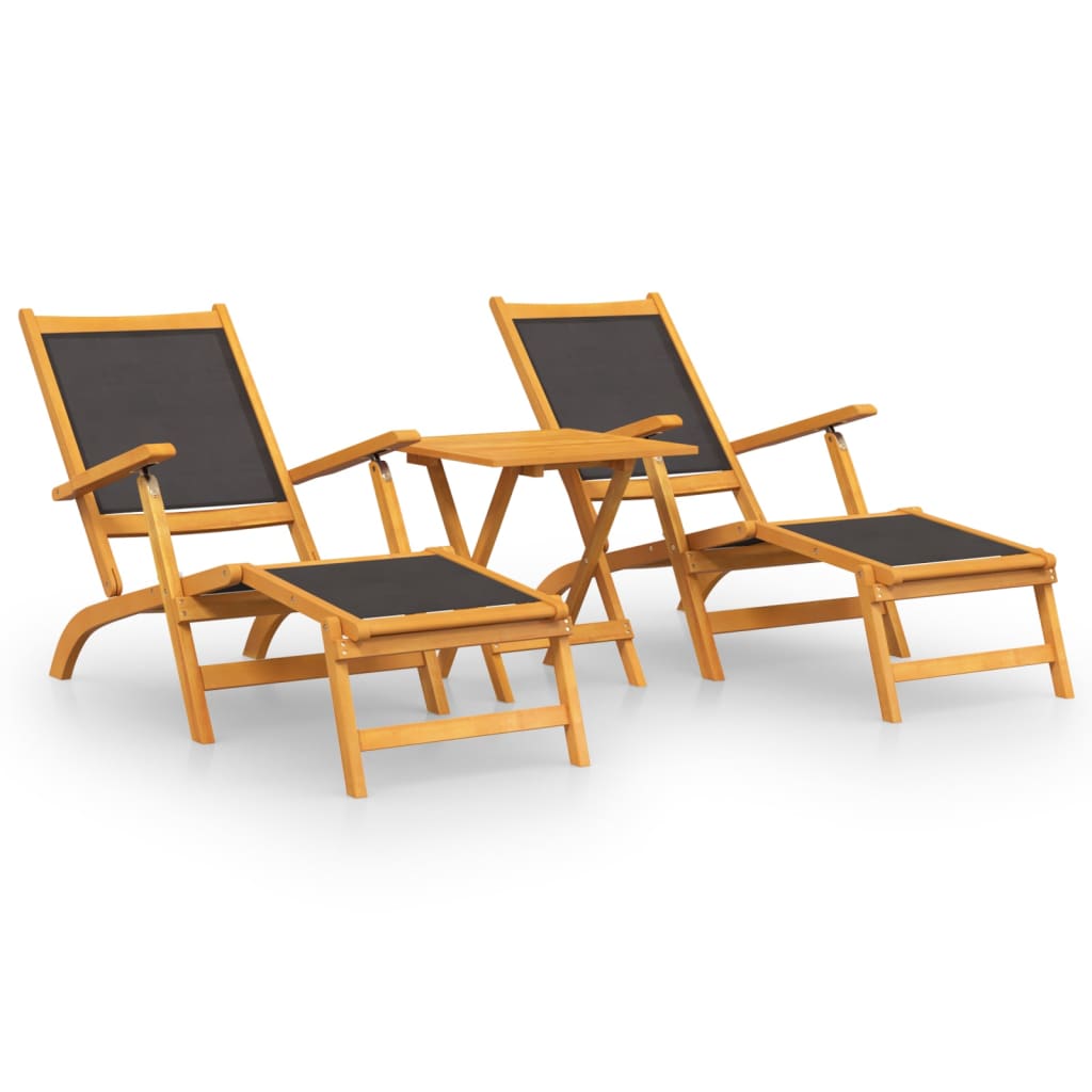 vidaXL Cadeiras de terraço p/ exterior c/ mesa acácia maciça/textilene