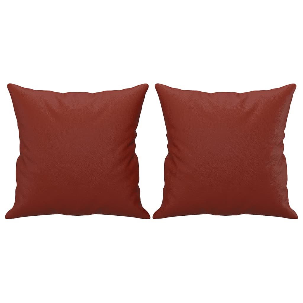vidaXL Almofadas decoração 2 pcs 40x40 cm couro artif. vermelho tinto
