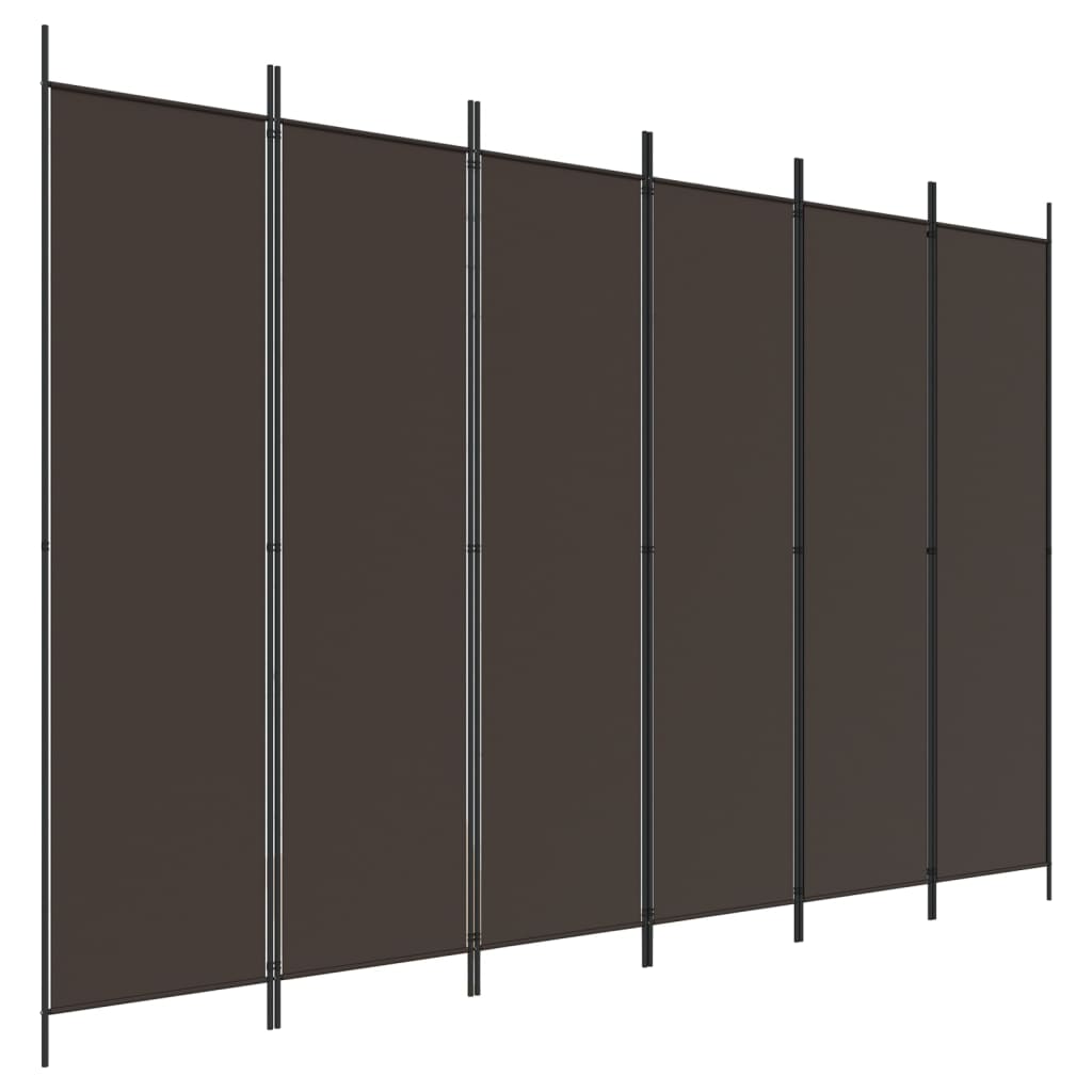 vidaXL Divisória/biombo com 6 painéis 300x200 cm tecido castanho
