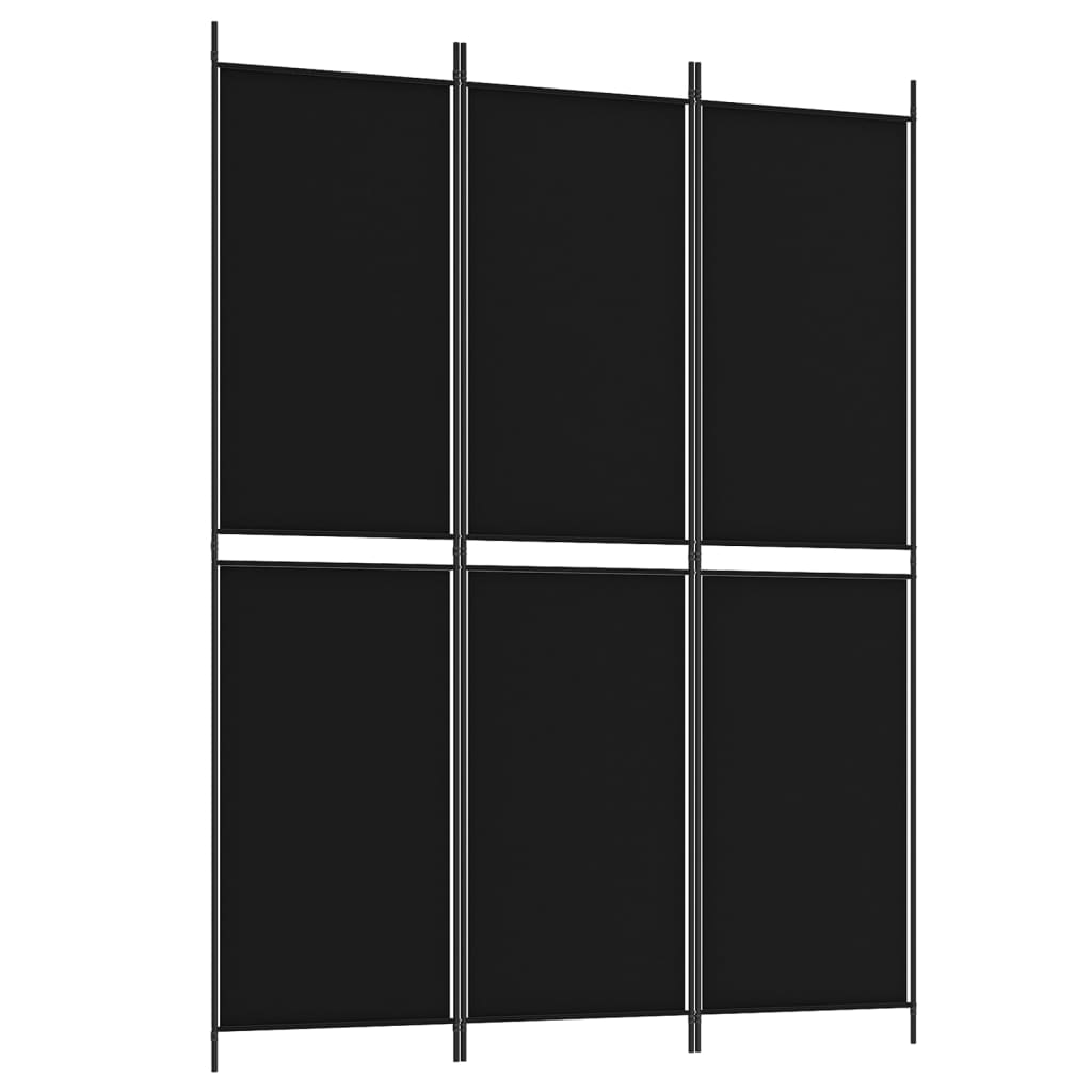 vidaXL Biombo/divisória com 3 painéis 150x200 cm tecido preto