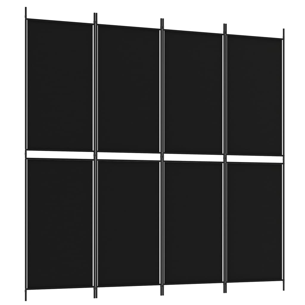 vidaXL Divisória com 4 painéis 200x200 cm tecido preto