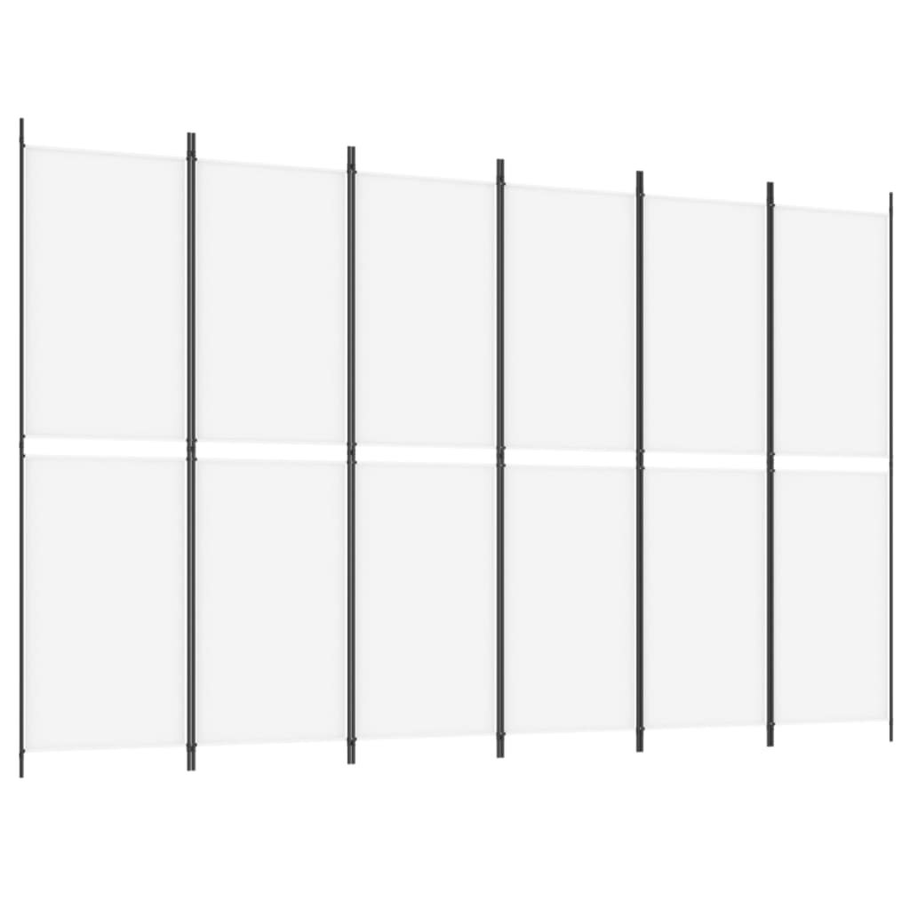 vidaXL Biombo com 6 painéis 300x200 cm tecido branco