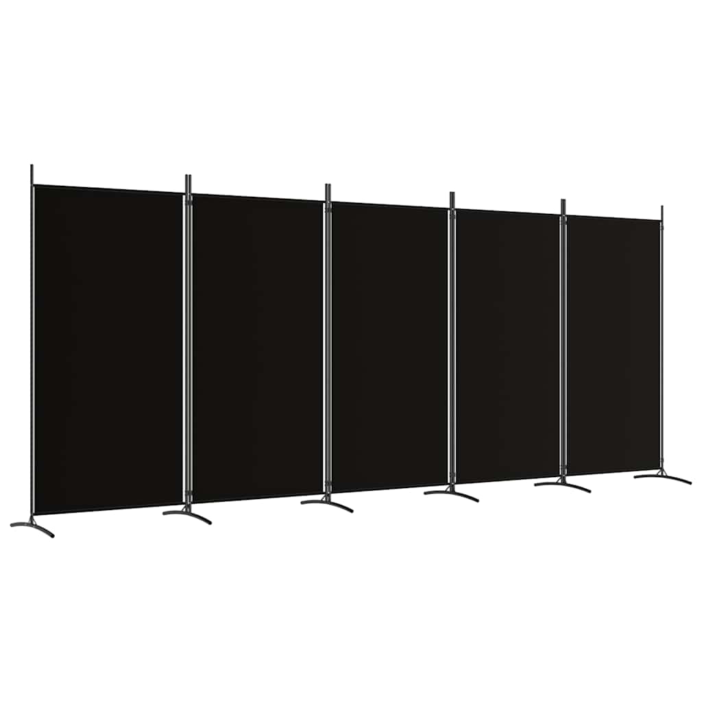 vidaXL Divisória de quarto com 5 painéis 433x180 cm tecido preto